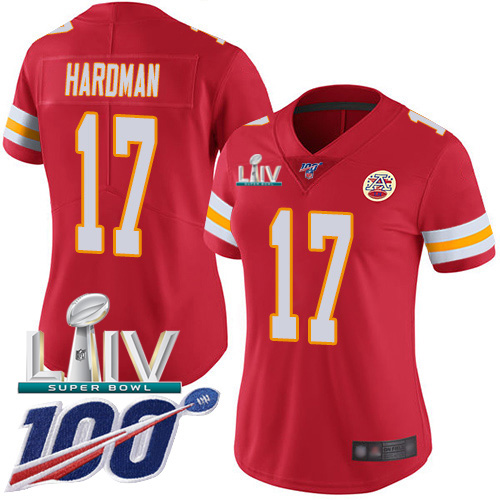 Kansas City Chiefs Nike #17 Mecole Hardman Red Super Bowl LIV 2020 Team Color Women Stitched NFL 100th Season Vapor Untouchable Limited Jersey->youth nfl jersey->Youth Jersey